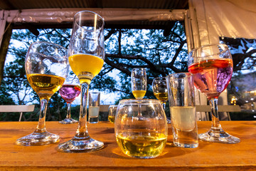 Wine-tasting set-up in rustic ambience