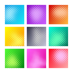 Bright colourful vector abstract halftone effect texture collection