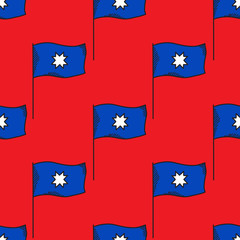mapuche banner with star seamless doodle pattern, vector illustration