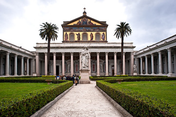 The basilica of San Paolo outside the walls, in Rome. With its imposing Byzantine structure, it is the largest patriarchal basilica in Rome after San Pietro in Vaticano.