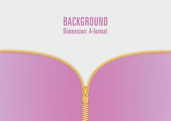 Vector illustration, zipper in gold, pink and purple gradient, gray in one color. © Eva Almqvist