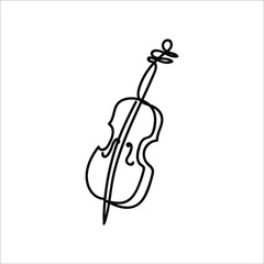 One line violin design. Hand drawn minimalism style vector illustration.