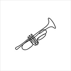 One line trumpet design - Hand drawn minimalism style vector illustration. © burak