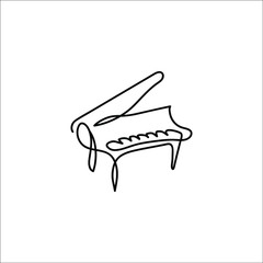 One line piano instrument design - Hand drawn minimalistic style vector illustration © burak