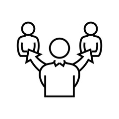 Tasking employees line icon, concept sign, outline vector illustration, linear symbol.