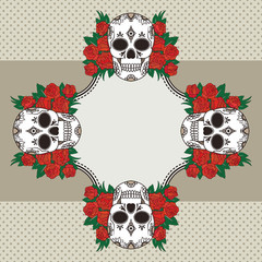 Vector vintage frame with skulls and text place