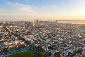 Foto op Plexiglas San Francisco downtown buildings skyline © blvdone