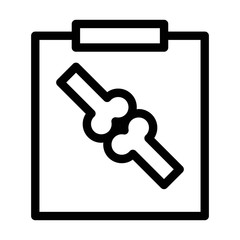 Human knee joint bone in x-ray icon.