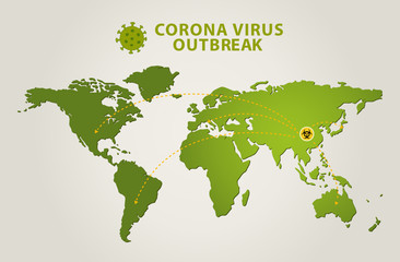 Corona virus outbreak world map spread COVID-19