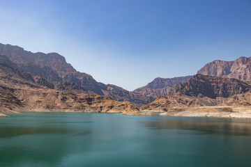 Naklejka premium Wadi Dayqah mountain lake in Oman