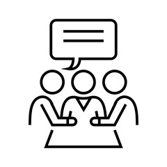 Team discussion line icon, concept sign, outline vector illustration, linear symbol.