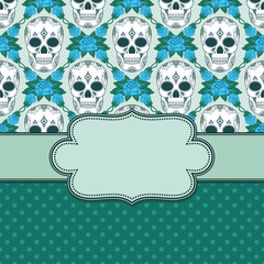 Vector vintage frame with skulls and text place