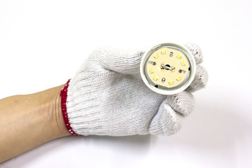 Repair LED light bulb on white background, Repair Service, isolated.