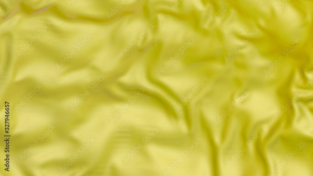 Aufkleber yellow glossy soft surface with waves. animated abstract fabric. 3d render