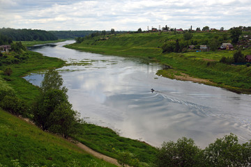 Fototapeta na wymiar Scenic Volga river in Staritsa, Tver region, Russia
