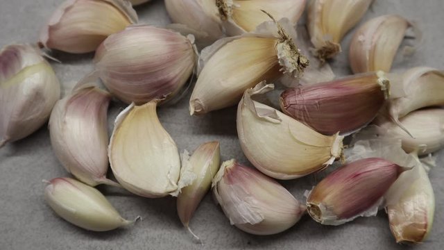cloves of garlic folded on the kitchen table
