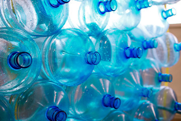 background of plastic butels, preparation for washing and recycling plastic