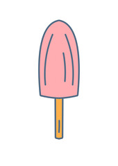 Popsicles on a stick caricature. Illustration on the theme of children's desserts. We eat in the summer.