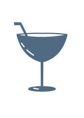 Cocktail glass with a straw icon. Illustration on the theme of drinks and relaxation.