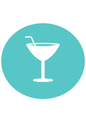 Cocktail glass with a straw icon. Illustration on the theme of drinks and relaxation. Sign bar area.
