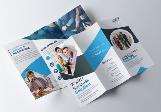 Creative Tri-Fold  Brochure Layout with Blue & White Accents