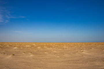 Fototapeta na wymiar View of wahiba sand desert from coast in Oman
