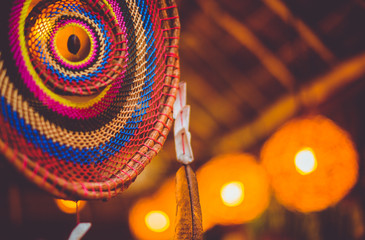 Playa del carme, Mexico - Apr 2017 The name "dream catcher" became widely known as a "Native crafts item" by the 1980s The purpose of these charms is apotropaic and not explicitly connected with dream
