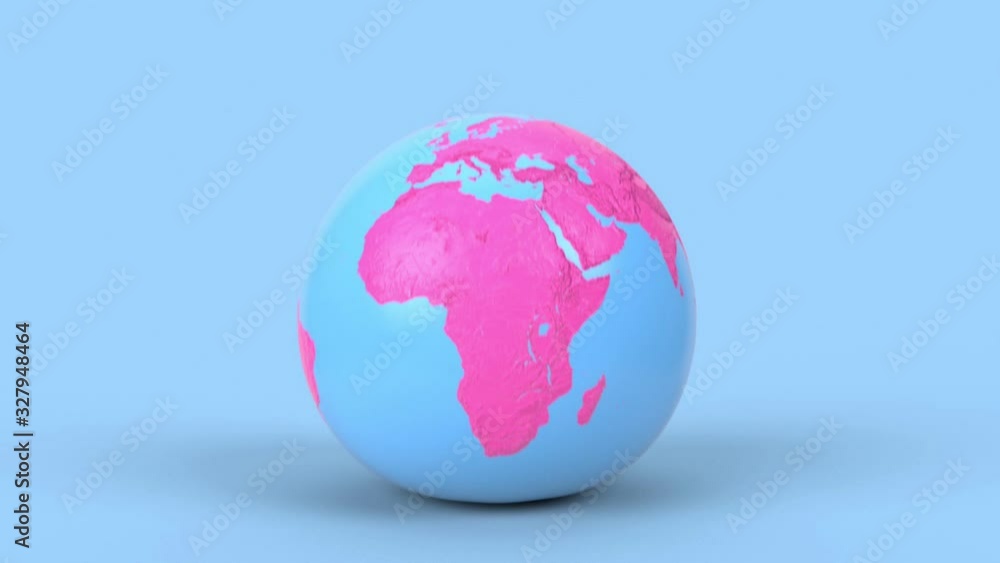 Poster jumping earth globe on blue background in minimal style. leaping earth planet like a ball 3d render 