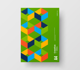 Fototapeta premium Amazing business presentation vector A4 vertical orientation front page mock up. Modern corporate report cover abstract geometric illustration design layout. Company identity brochure template.