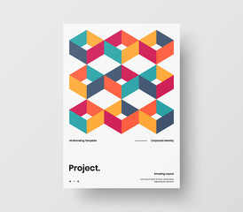 Fototapeta premium Amazing business presentation vector A4 vertical orientation front page mock up. Modern corporate report cover abstract geometric illustration design layout. Company identity brochure template.