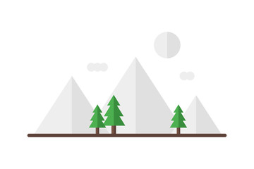 Landscape nature in flat design. Vector illustration. Abstract nature concept. Mountain forest landscape.