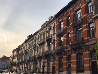 Old buildings with red bricks in Brussels