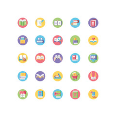 books and accessories icon set, block style