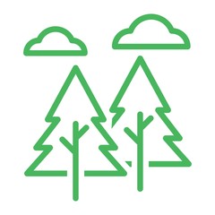 Fir tree forest icon in flat style. Pine trees symbol. Always green concept.