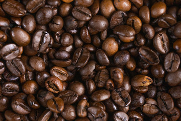 Coffee beans close-up for wallpaper
