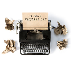 Antique typewriter paper writers day Creative flat lay