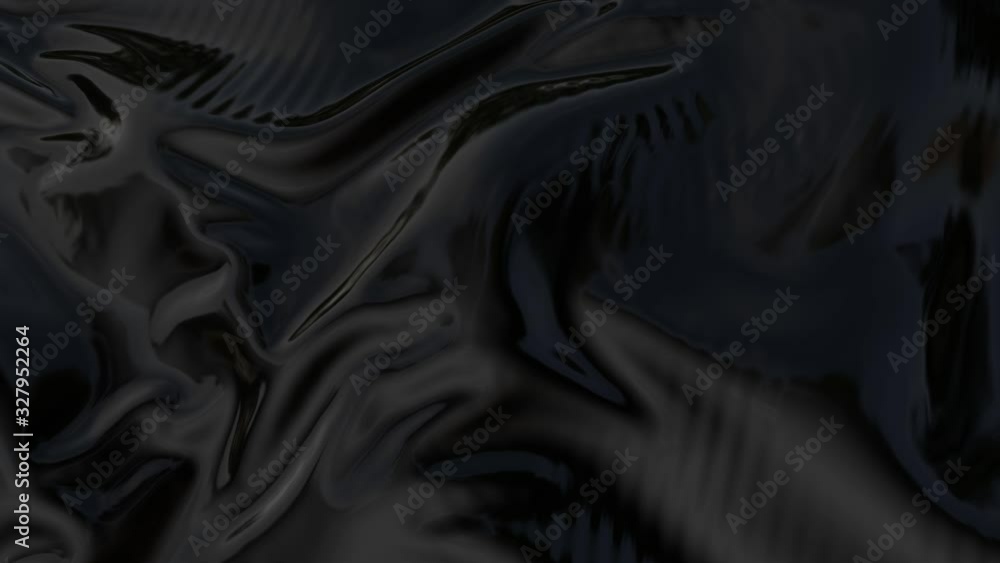 Aufkleber black glossy soft surface with waves. animated abstract fabric. 3d render