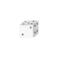 White dice with black spots isolated on white background. Watercolor hand drawn illustration