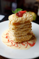pancakes with ice cream and strawberries