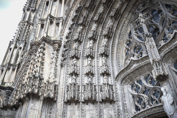 architectural detail of the Roman Catholic cathedral Saint Gatien in Tours, France