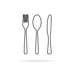 logo or label meal. Line style logotype template with dining tools. Easy to use business template. Vector abstract logo or emblem.