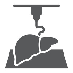 3D bioprinting glyph icon, technology and medicine, medical printer sign, vector graphics, a solid pattern on a white background, eps 10.