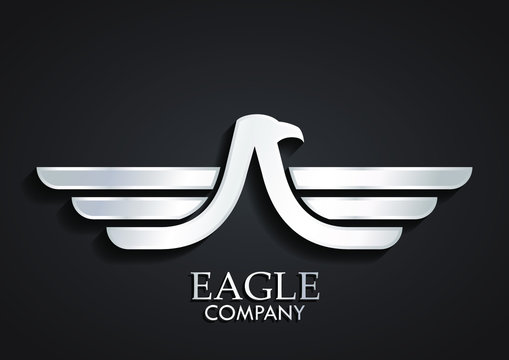3d silver stylized linear wings logo