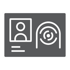 Biometric id card glyph icon, technology and identity, fingerprint sign, vector graphics, a solid pattern on a white background, eps 10.