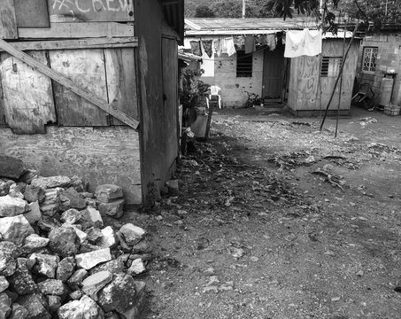 Black and white photo taken in "Ocho Rios" Jamaica