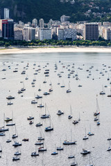 Sailboats dock in Botafogo beach, Rio de Janeiro, Brasil