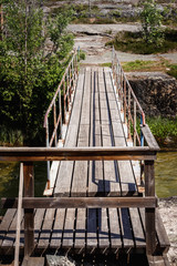 Wooden footbridges on streams in Forsaleden, Sweden