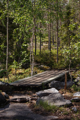 Wooden footbridges on streams in Forsaleden, Sweden
