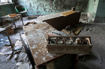 hospital in Pripyat city abandoned after the Chernobyl disaster