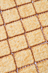 fresh crispy square cookies close up